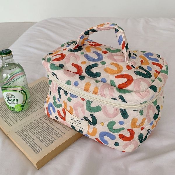 

cosmetic bags cases cute women's cotton makeup pouch kits ins large capacity travel cosmetic bag zipper toilet cases comestics storage