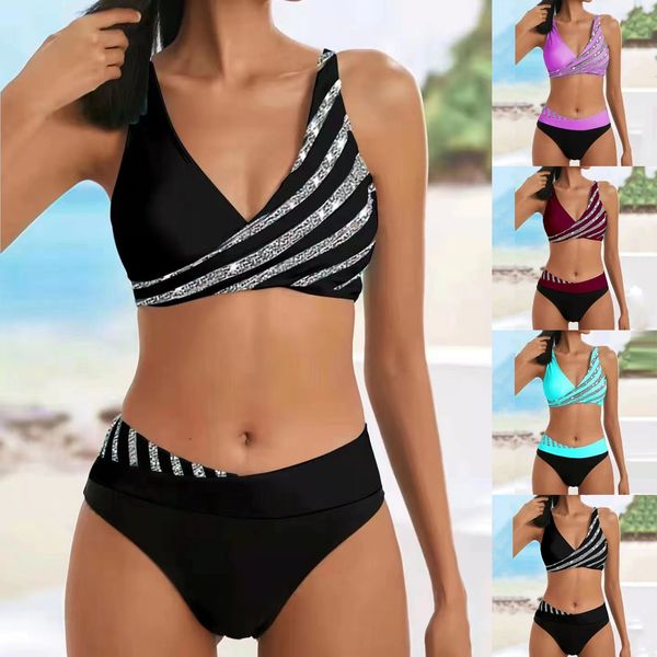 

women's swimwear swimsuit woman women's high waisted two pieces set swimsuit beachwear causal swimwears tankinis sets maillot de b, White;black