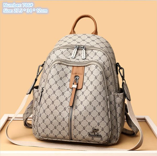 

factory wholesale ladies shoulder bag 3 colors street popular printed backpack thickened leather fashion handbag zipper decoration outdoor l