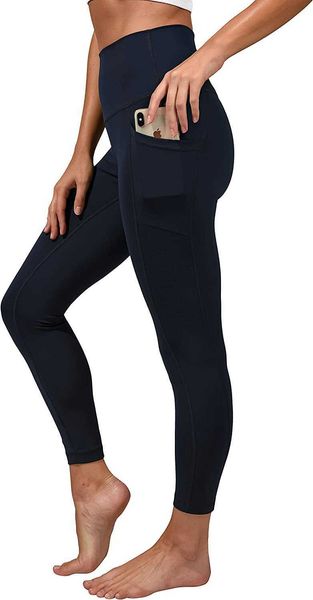 

yogalicious lux high waist elastic side pocket ankle legging, Black