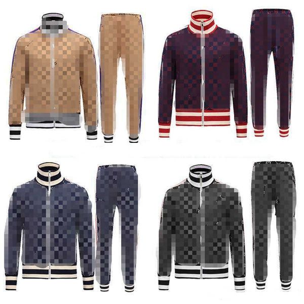 

men's suit designer classic models plaid geometric pattern jacket jacket two-piece pants sports suit, Black
