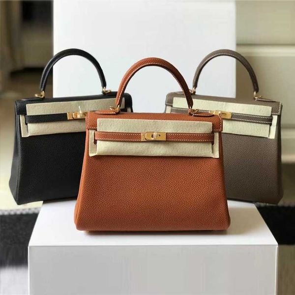

tote handbag kellie kellybag high end quality layer togo cowhide leather lychee pattern shoulder casual women's genuine zc