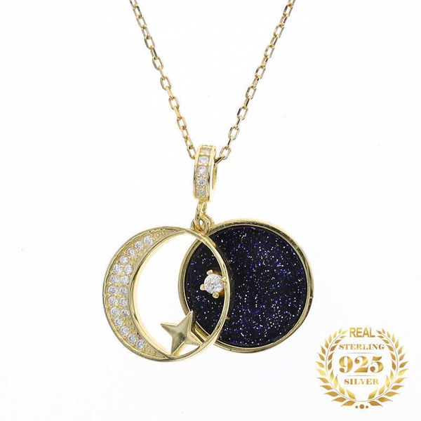 

pendant necklaces trendy jewelry 925 sterling silver white shell sandstone zircon nightsky moon star pendant necklace for women gold plated