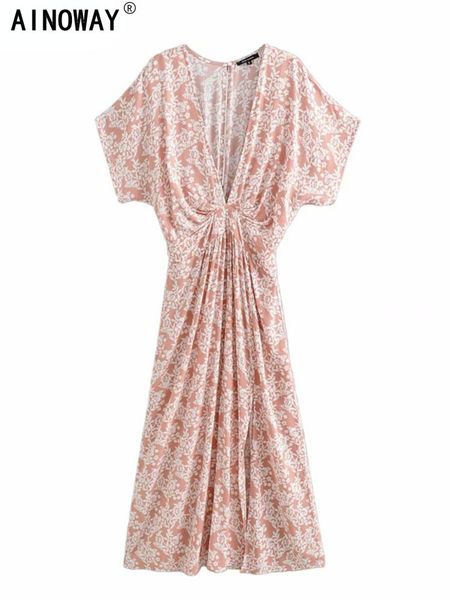 

dresses vintage chic women pink floral print split beach bohemian maxi dresses ladies deep v neck rayon boho dress robe vestidos, Black;gray