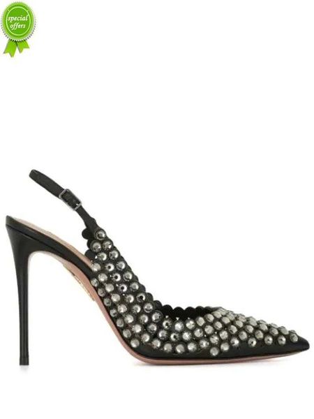 

designer sandals perfect shoes aquazzura tequila pumps 105 crystal-embellished leather slingback pumps black fashion party