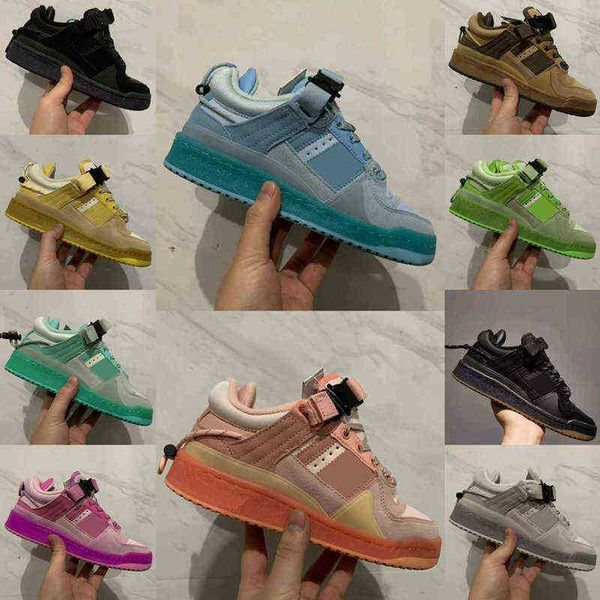

2021 bad bunny forum buckle low men women running shoes brown triple black fashion style couple outdoor mens casual sports