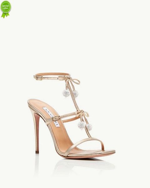 

designer sandals nice summer aquazzura cha crystal shoes sandal quality designers heels womens sandals heels party wedding dress heel back s, Black