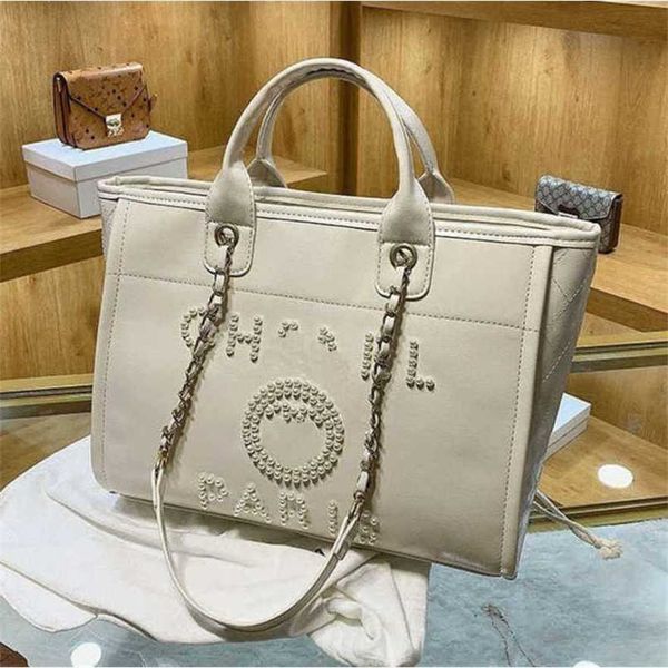 

60% off women's luxury handbags beach metal pearl letter badge tote bag small leather large female chain wallet backpack 2i4x