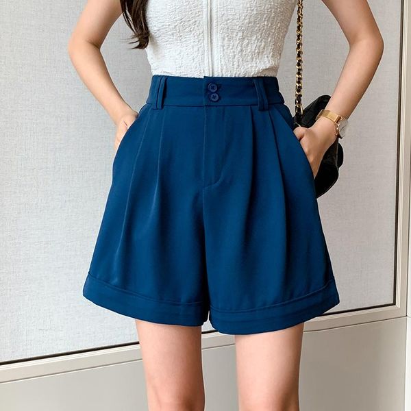 

shorts casual shorts 2021 summer new fashion button high waist shorts women korean chic draped loose wide leg shorts, White;black