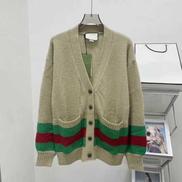 

Jackets Women's Gaoding AutumnWinter Knitted Cardigan Red and Green Stripe Button V-Neck Sweater Coat Women FZCH, Pullover long sleeve