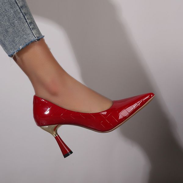 

sandals plaid classic casual high heels pattern embossed fashion oversize shoes in autumn and winter pumps women shoes 230418, Black
