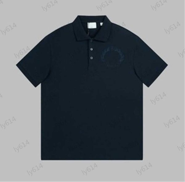 

black polos chest custom logo embroidery lapel casual tees imported fabric loose casual style sports fashion polos for men summer 1970, White;black