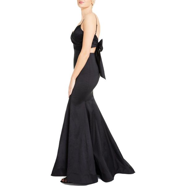 

women's evening dress mermaid bow formal evening dress, Black;red
