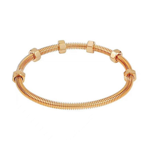 

women's classic designer screw bracelet luxury bracelet holiday gift 18k gold brand jewelry 316 stainless steel band box, Golden;silver