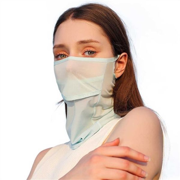 

other fashion accessories outdoor sunscreen mask fishing riding lightweight breathable uv sun protector sunshade ice silk face mask cold fee, Silver