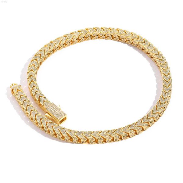 

8mm v shape iced out lab diamond bling miami cuban link chain choker for men 18k gold plated hiphop necklace or bracelet, Silver