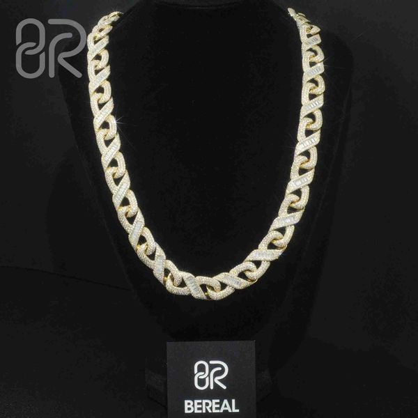 

14mm 18" vvs moissanite cuban necklace thick bling yellow gold plated iced out 925 silver hip hop rapper fine jewelry