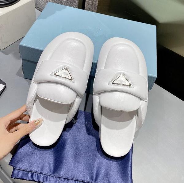 

Designer triangle women's Moulle Slippers and shoes Comfortable casual fat bread soft thick black white lady women slippers loafers shoes, Chocolate