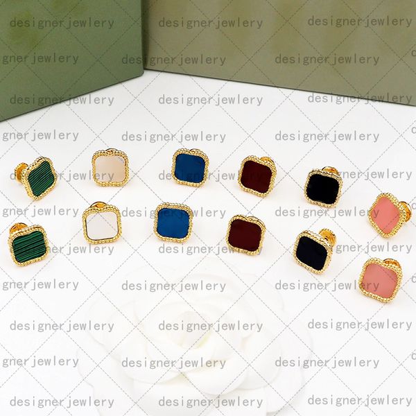 

titanium stud earrings designer jewelry braclet necklace fashion women clover earings luxury accessories party wedding engagement bride earr, Golden;silver