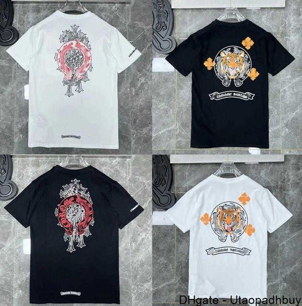 

fashion mens classic t shirts brand t-shirts ch white short sweater casual embossed letter horseshoe sanskrit cross pattern designers tees g, White;black