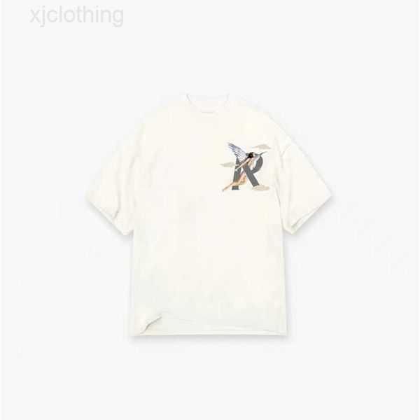 

m953 2023 men and women fashion br present's t-shirts angel cloud letter printed round neck t-shirt cotton casual loose short-sleeved, White;black