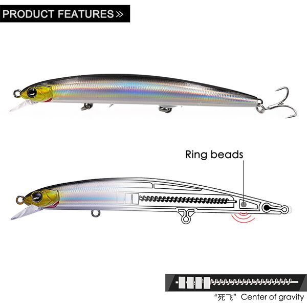 

new ewe fishing lure tyrant ii 115/125 submersible shallow water suspended isca artificial wobbler minnow long shard bait fishingfishing lur
