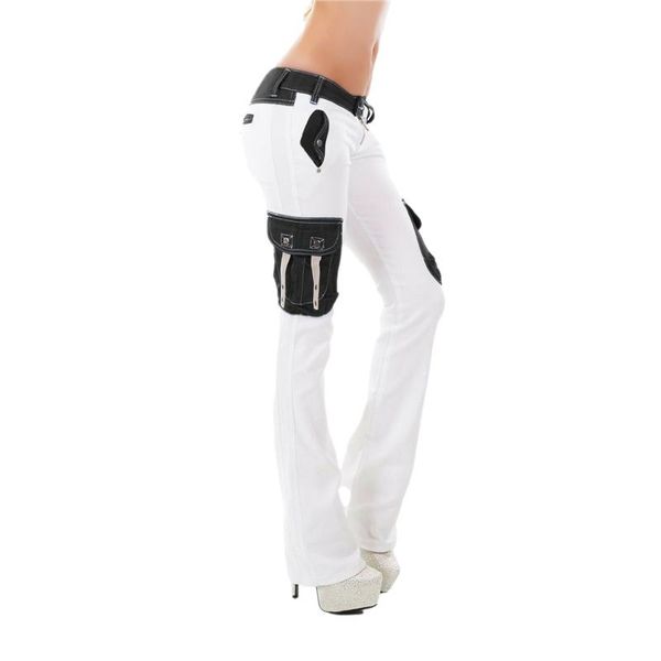 

capris y2k white low waist rise pants women vintage autumn spring stitching pockets trousers fashion harajuku baggy pants 90s aesthetic, Black;white