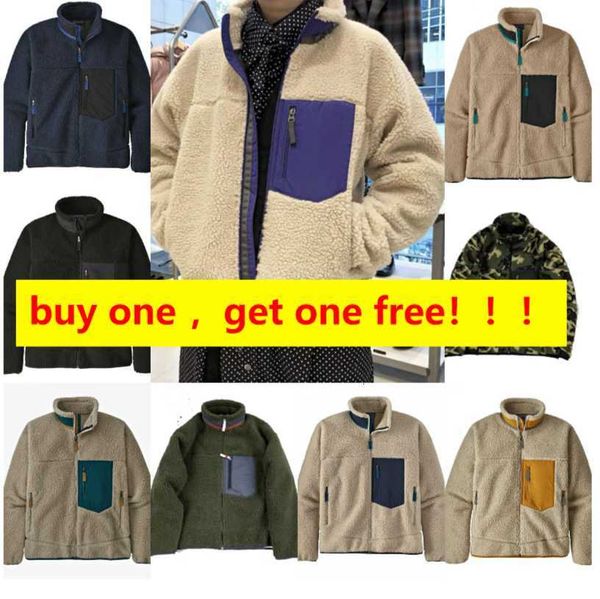 

patagonias 23ss men fleece jacket classic retro mens thick warm down designer models lamb cashmere stand collar couple winter coat c2, Black;brown