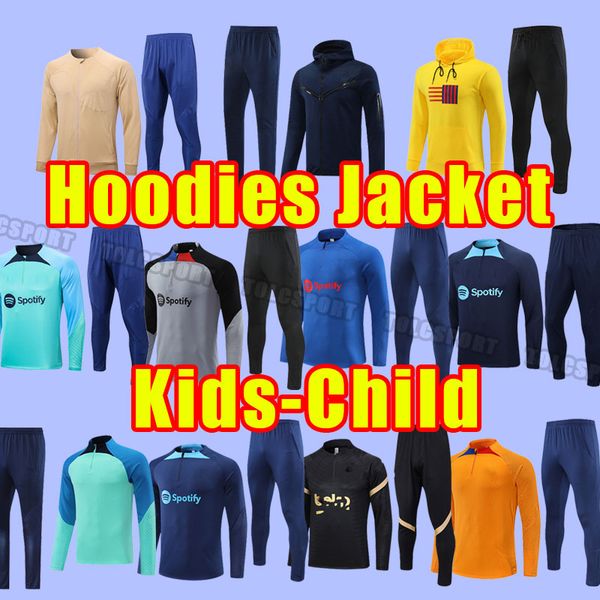 

kids child pedri soccer tracksuits kessie lewandowski adama gavi 22 23 camiseta de futbol ferran ansu fati memphis 2022 2023 barcelonas dest, Black