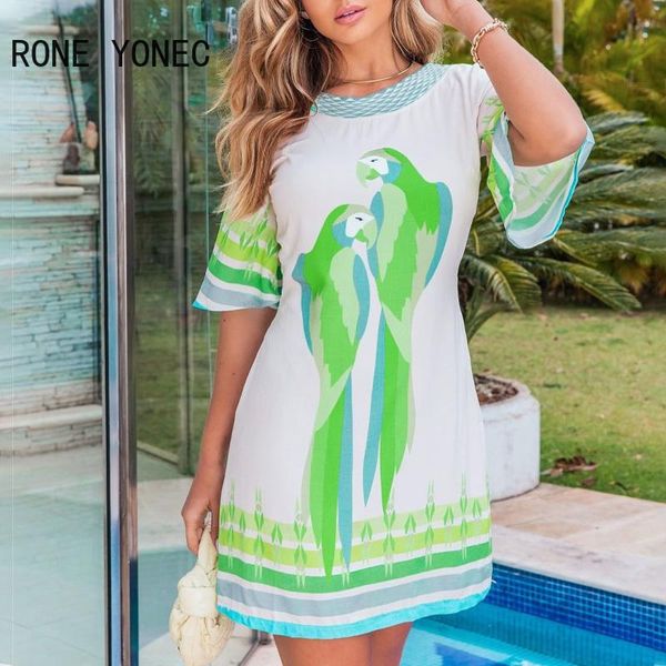 

dresses women casual round collar animal print half flared sleeves deep v hollow out back aline mini dress, Black;gray