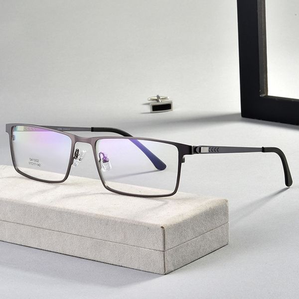 

sunglasses frames bclear brand design full rim alloy optical eyeglasses frame flexible spring hinge business casual men eyewear spectacle fa, Silver