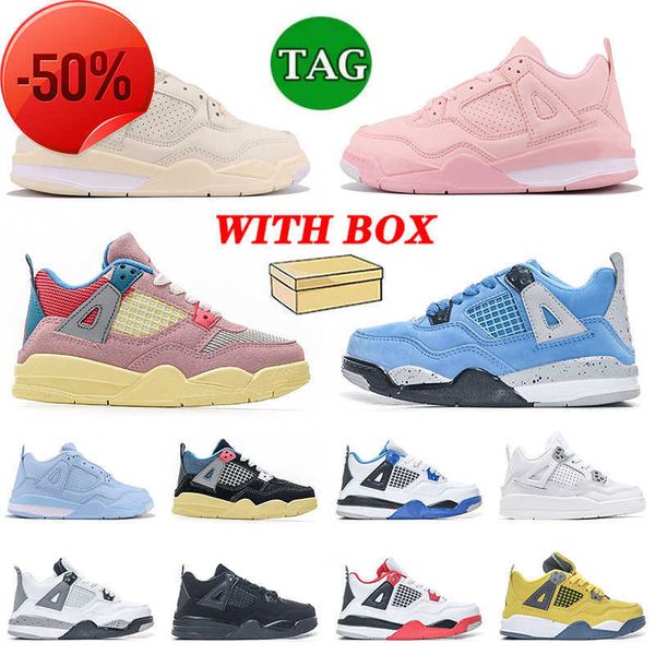 

with box 4s kids basketball shoes jumpman 4 designer sail pink union guava ice university blue motorsport black cat fire red thunder toddler