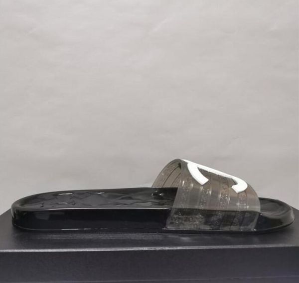 

designers slides women sandals transparent slippers slide embroidery floral brocade flip flops 2022 summer striped beach leather r7760607, Black