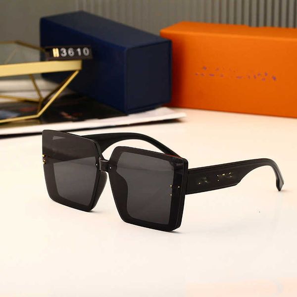 

fashion designer lou vut luxury cool sunglasses 2023 new women's framed sunglasses overseas net red shade large frame uv resistant glas, White;black