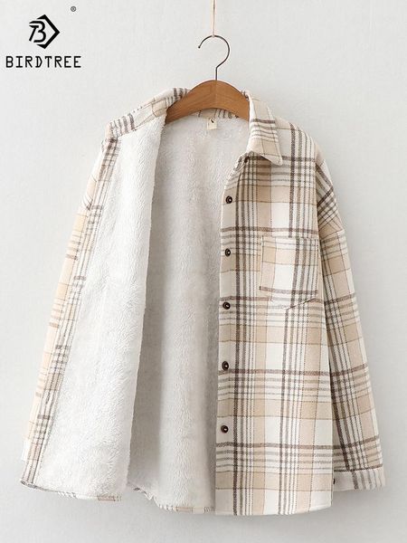 

shirts thick velvet plaid shirts women winter keep warm blouses and new casual slim jacket female clothes outwear t19201x, White