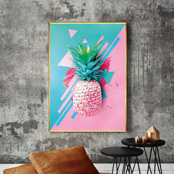 

wall art modern nordic pink pineapple flamingo canvas painting plant picture posters and prints for kids living room decoration