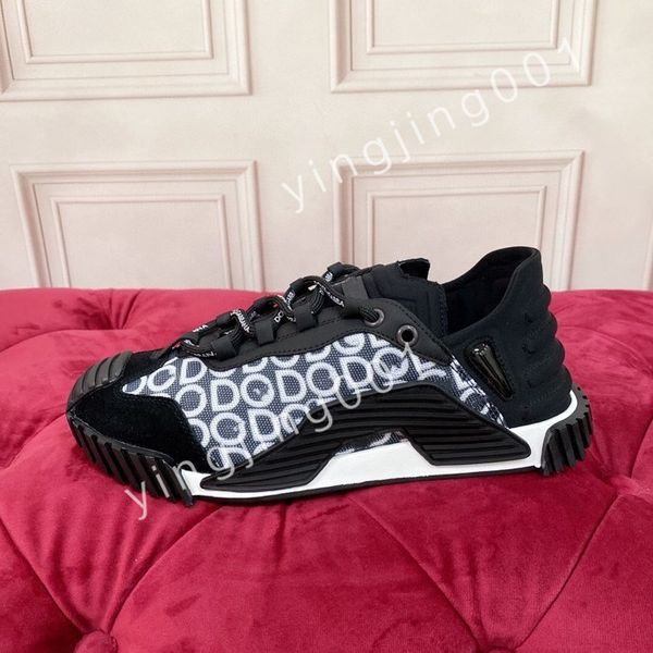 

2023 new designer calfskin casual shoes reflective sneakers vintage leather trainers fashion shoes platform lace-up sneaker, Black
