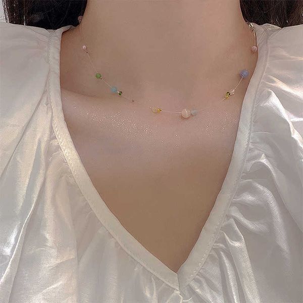 

pendant necklaces new ladies boho necklace colorful beads 2022 fashion fresh summer simple pendant necklace trend jewelry z0417, Silver