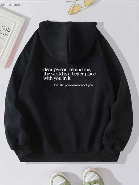 

women's hoodies & sweatshirts plush sweater plain letter slogan printed kangaroo pocket drawstring 31, Black