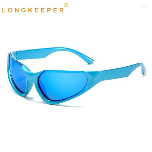 

Sunglasses Longkeeper Y2K Women Vintage Cat Eye Sport Sun Glasses Men Half Frame For Brand Design Eyewear Uv400