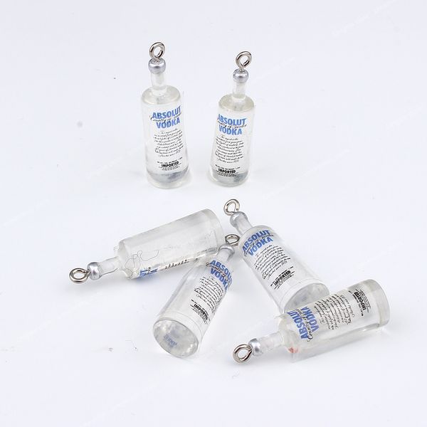 

10pcs/pack water bottle charms resin earring findings 3d phone case key chain necklace diy decoration jewelry make 30x10mm fashion jewelrych, Silver