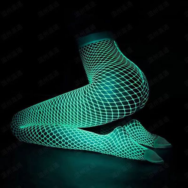 

perspective suspenders fishnets luminous socks glow in the dark fishnet stockings leggings shining light one-piece mesh clothes, Black;white