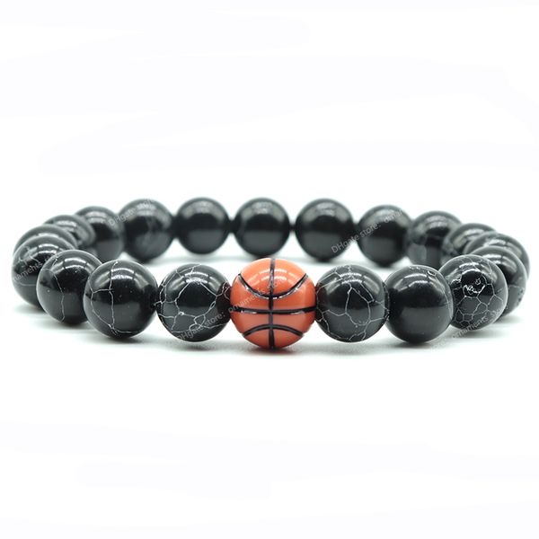 

minimalist gym bracelet man basketball football braclet homme 10mm natural stone braslet beads love gift for boyfriend pulseras fashion jewe, Black