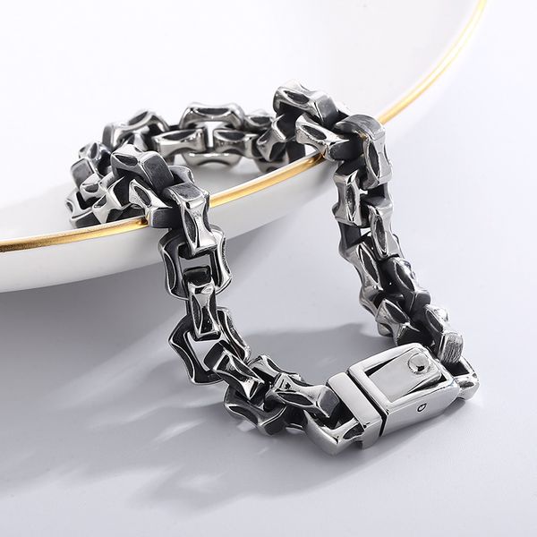 

men stainless steel bracelet link chain wristband for biker chain vintage bangle gifts for him father husband boy 10.5mm wide choose lenght, Black