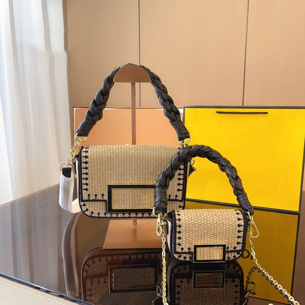

straw bag summer designer bag purse women crossbody bags fashion color matching mini small baguette woven shoulder bags 230423