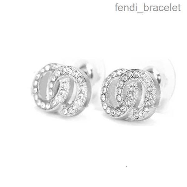 

channel earrings mini 1.15cm stud earring with official size 18k gold plated silvery diamond earings for womens, Golden;silver