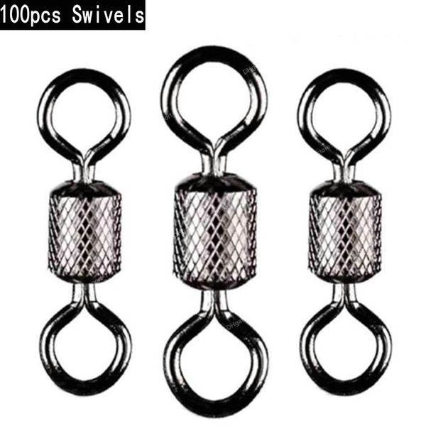 

100pcs fishing swivel 1 -14 sizes solid connector ball bearing snap fishing swivels rolling stainless steel beads fishingfishing tools