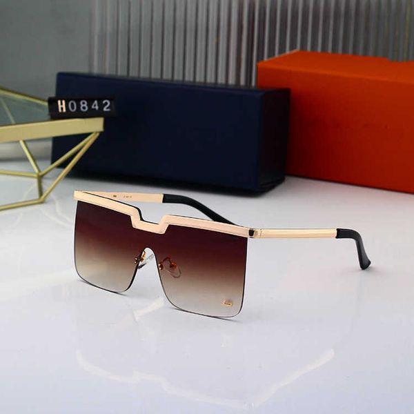 

Fashion designer LOU VUT luxury Cool sunglasses 2023 new square frameless one-piece mesh red glasses large frame fashionable