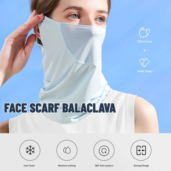 

other fashion accessories summer face cover outdoor face scarf balaclava uv protction earloop neck gaiter breathable women sports sun protec, Silver