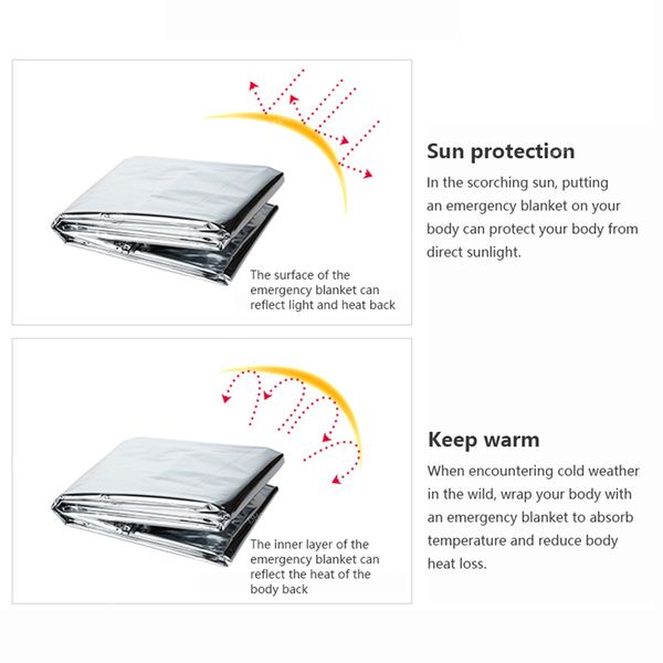 

emergency blanket outdoor survival rescue first aid foil thermal blanket hypothermia windproof multi-use for explore camping camping hikings